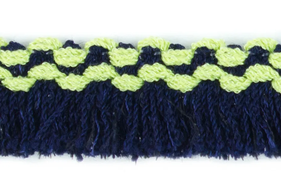 3/4" Midnight & Kiwi Fringed Trim