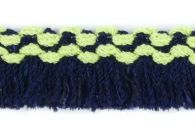 3/4" Midnight & Kiwi Fringed Trim