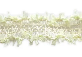 7/8" Delicate Tea Green & Cream Fringed Trim (Made in France)