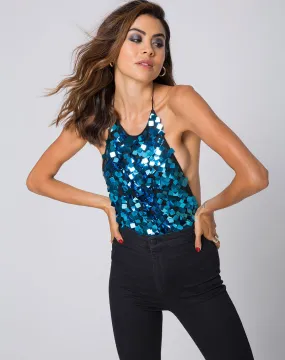 Abbeylee Bodice in Square Sequin Teal