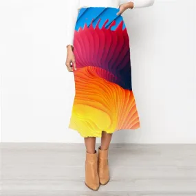 Abstract Skirt Women Psychedelic High waist skirts Colorful Rock Frauen