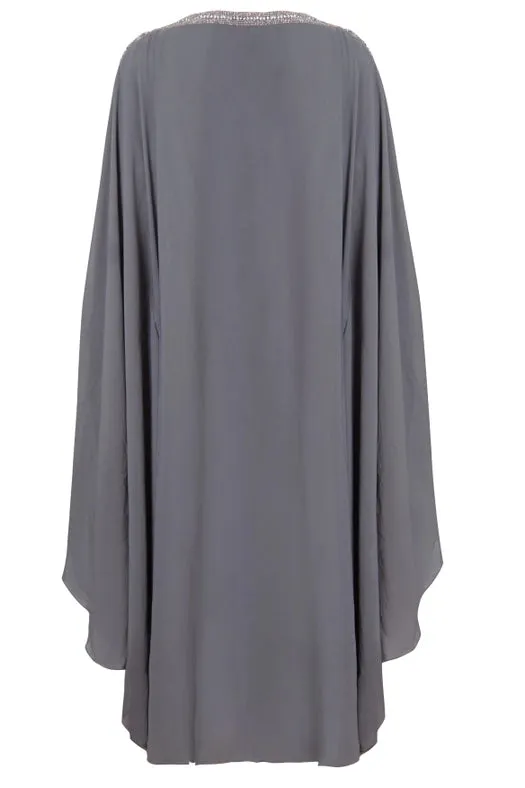 Amira Embellished Grey Kaftan Maxi Dress