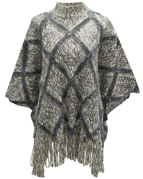 Anthracite Arygle Knit Poncho