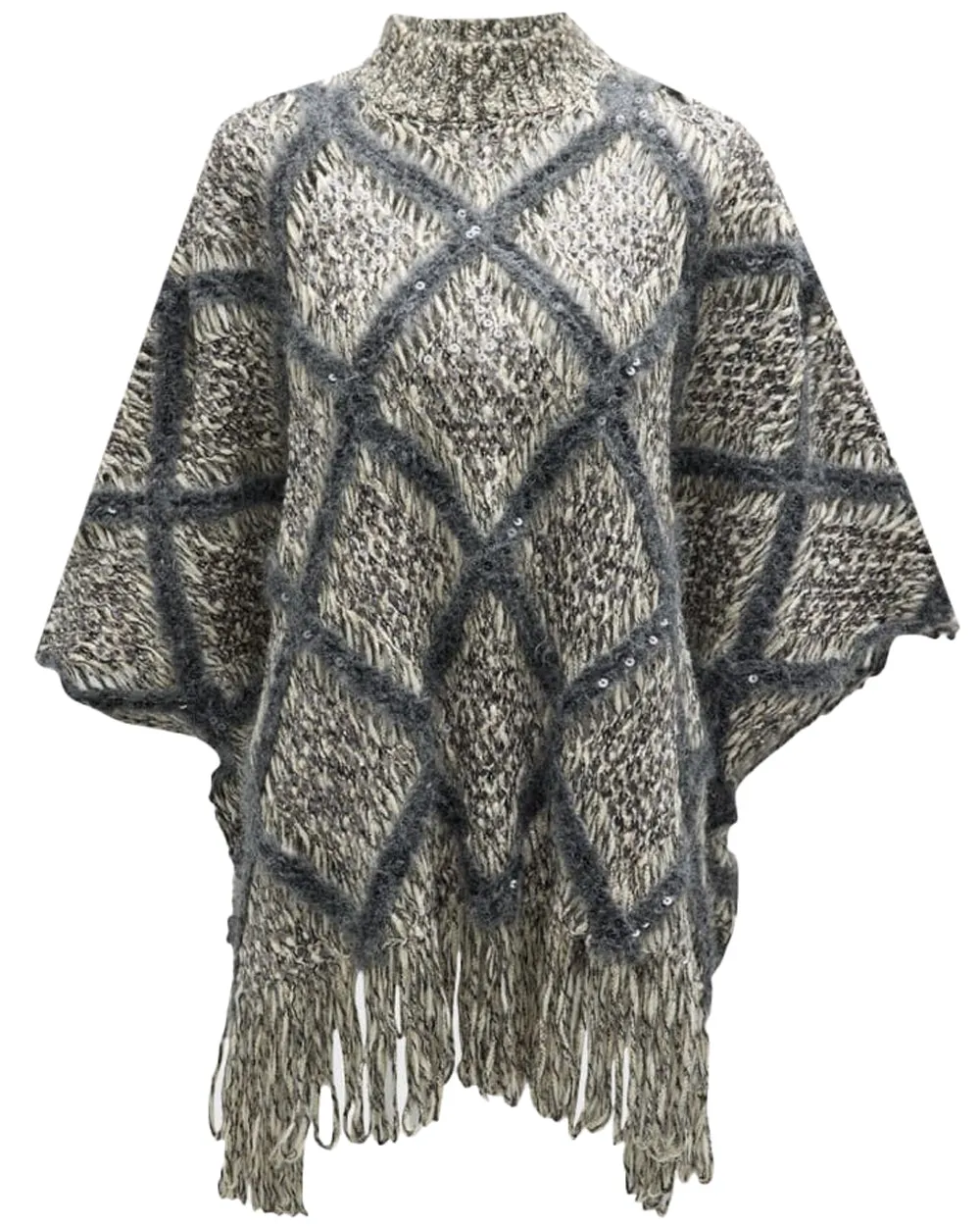 Anthracite Arygle Knit Poncho