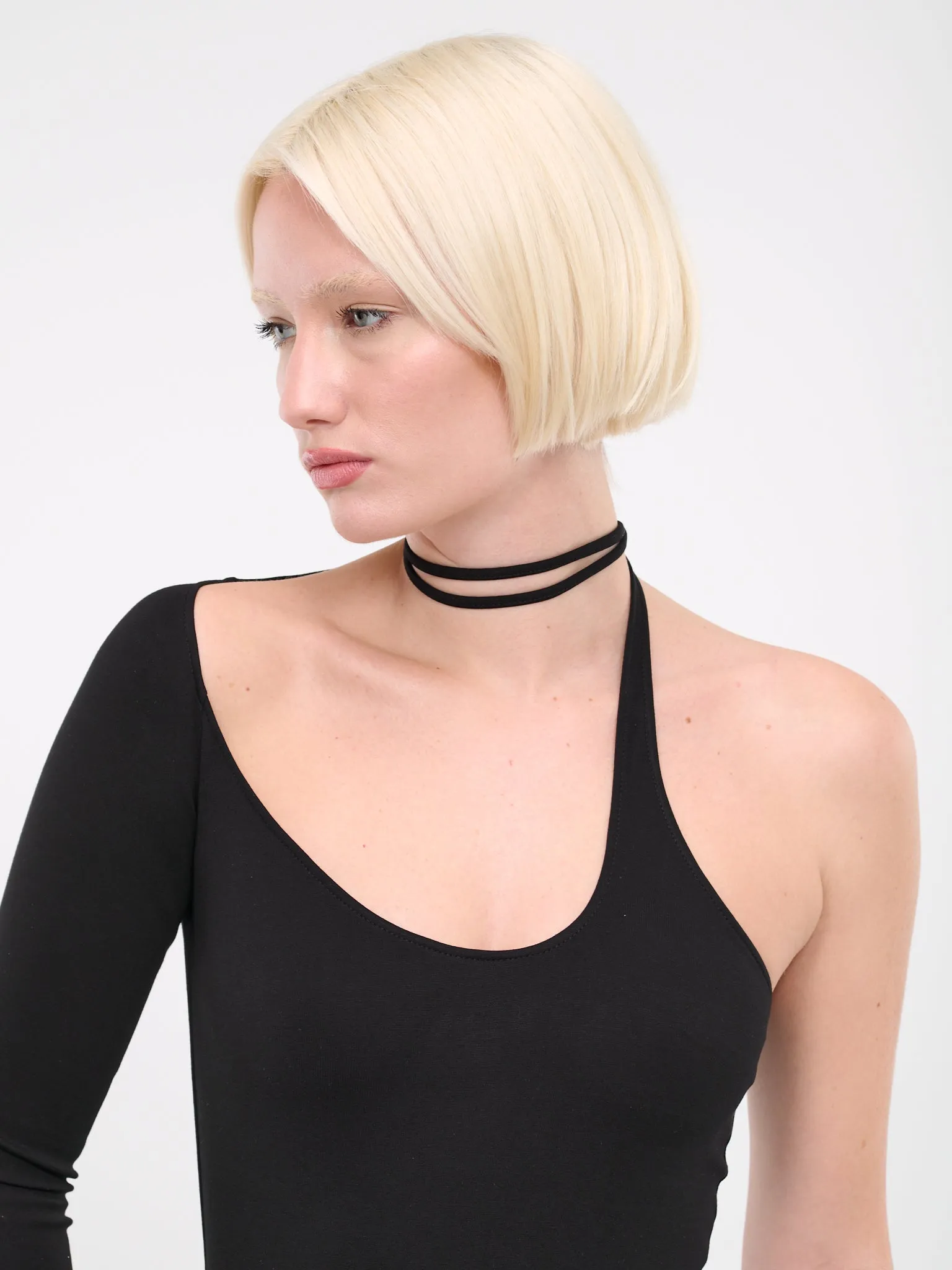 Asymmetric Cut-Out Bodysuit (DK83BS-BLACK)