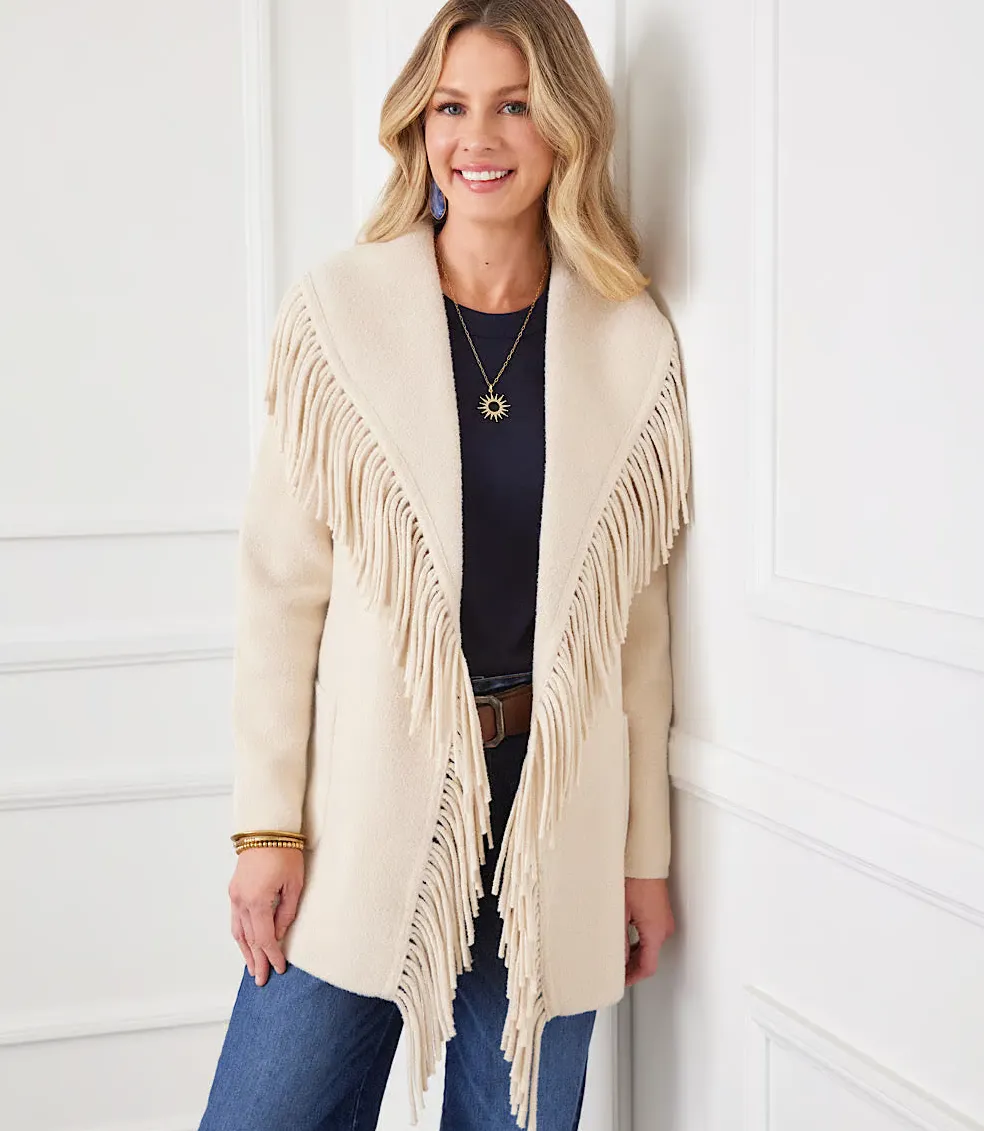 BELTED FRINGE JACKET