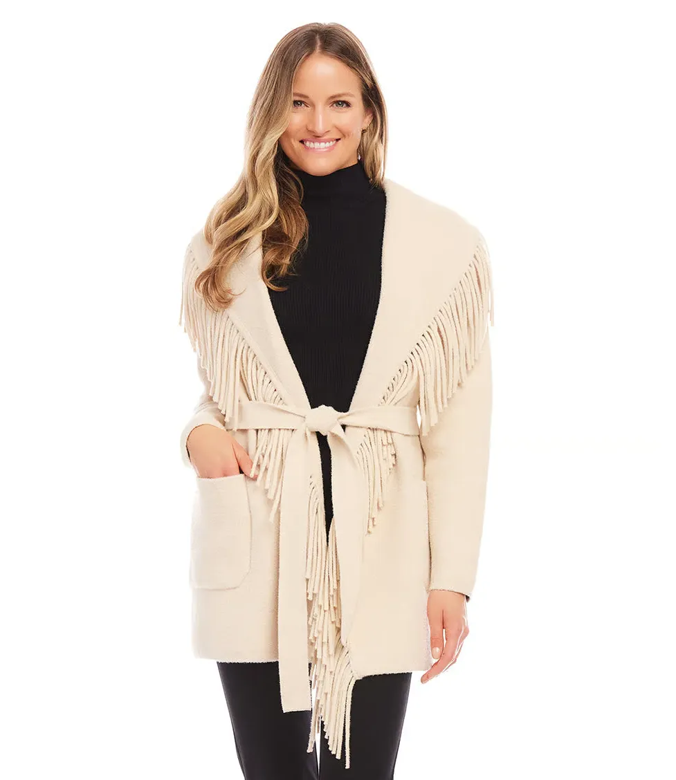 BELTED FRINGE JACKET