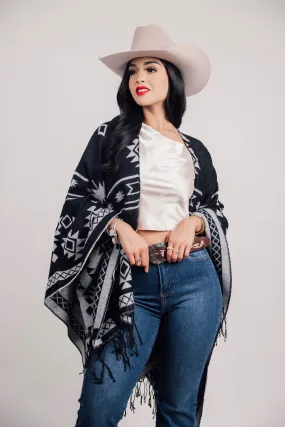 Black and White Oversized Poncho