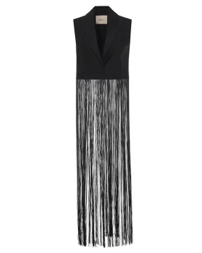 Black Atlas Fringed Sleeveless Blazer