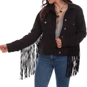 Black Fringe Denim Jacket at Bourbon Cowgirl