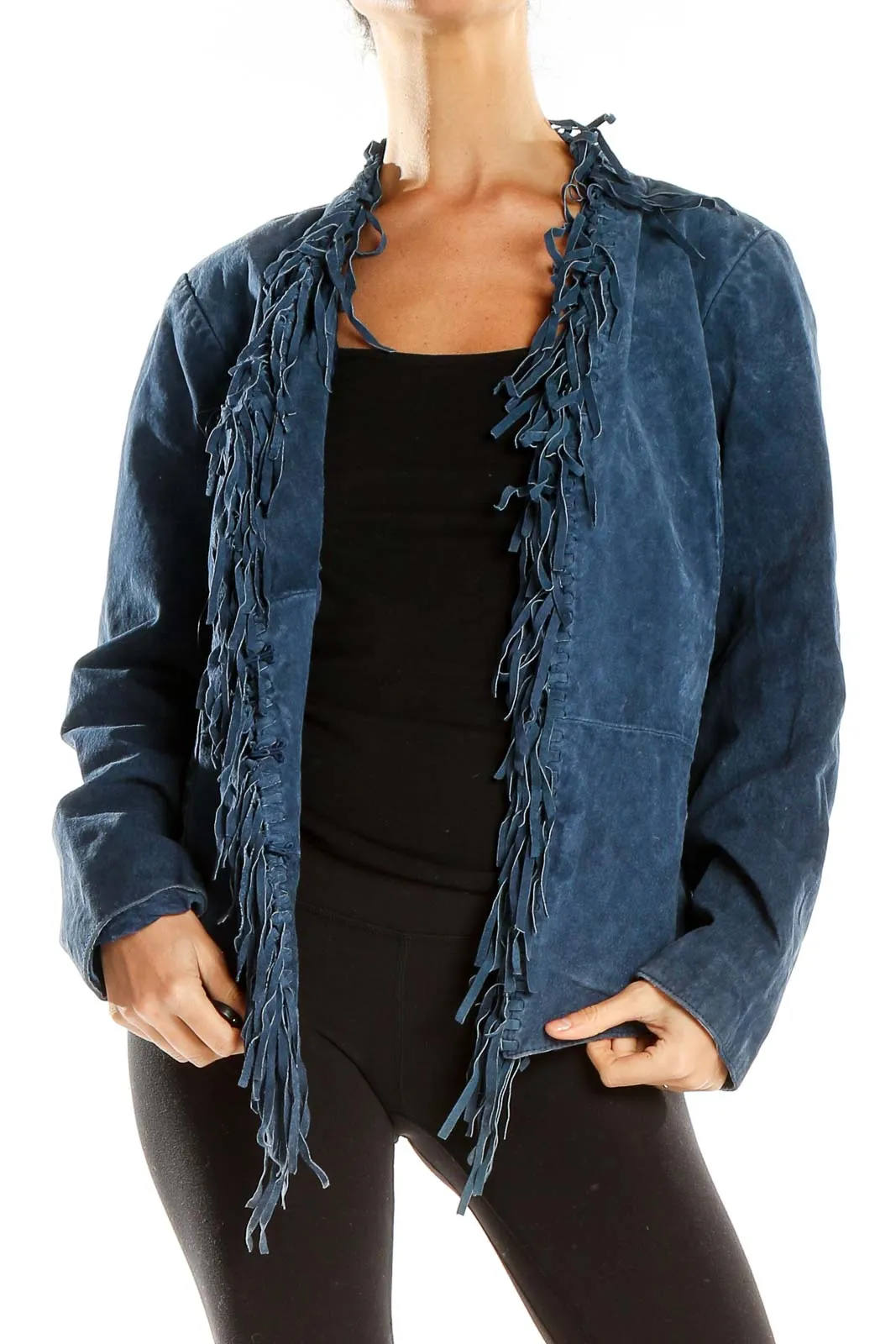 Blue Suede Fringe Jacket