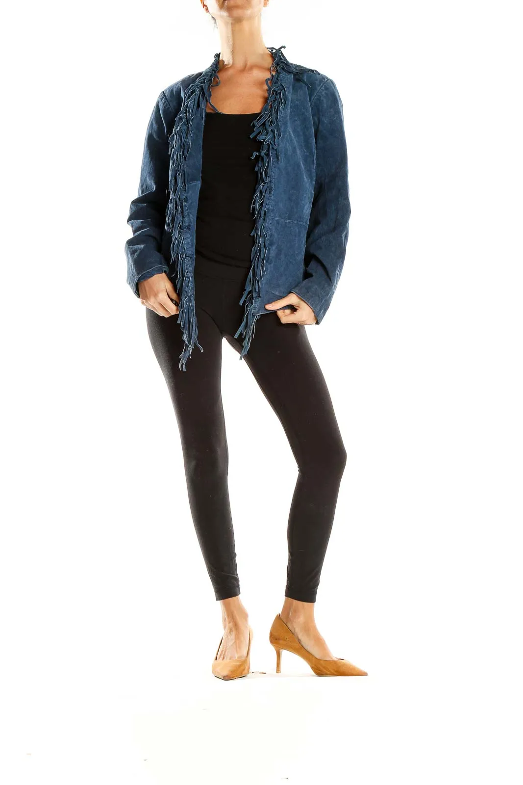 Blue Suede Fringe Jacket