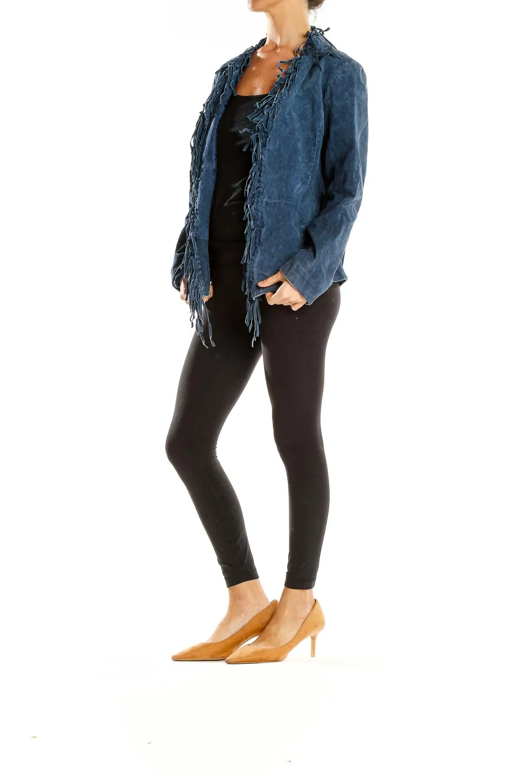 Blue Suede Fringe Jacket