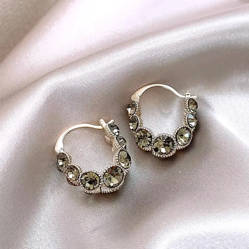 Boutique Copper Alloy Zircon Hoop Earrings QQ064