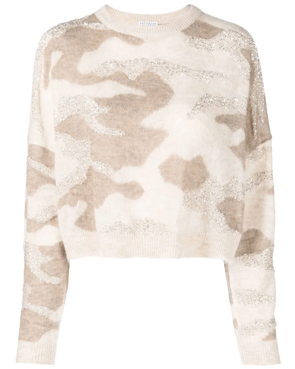 Brown Caldo Camoflauge Mohair Paillette Sweater