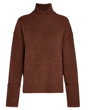 Brown Marl Gabriella Wrapped Neck Sweater