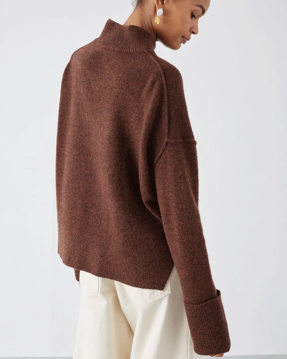 Brown Marl Gabriella Wrapped Neck Sweater