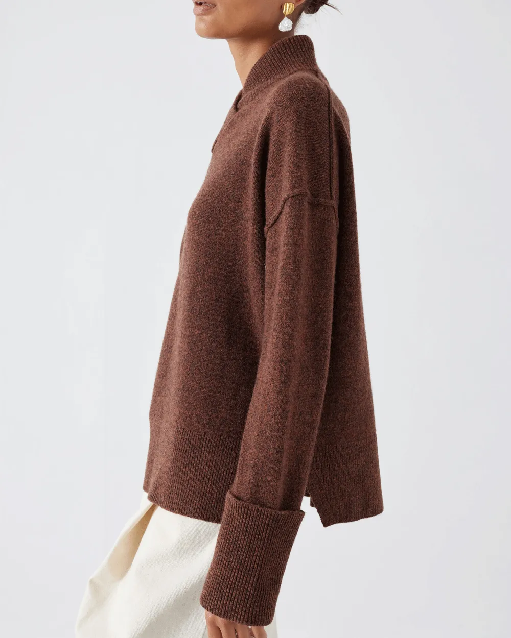 Brown Marl Gabriella Wrapped Neck Sweater