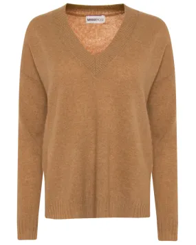 Camel V Neck Sweater