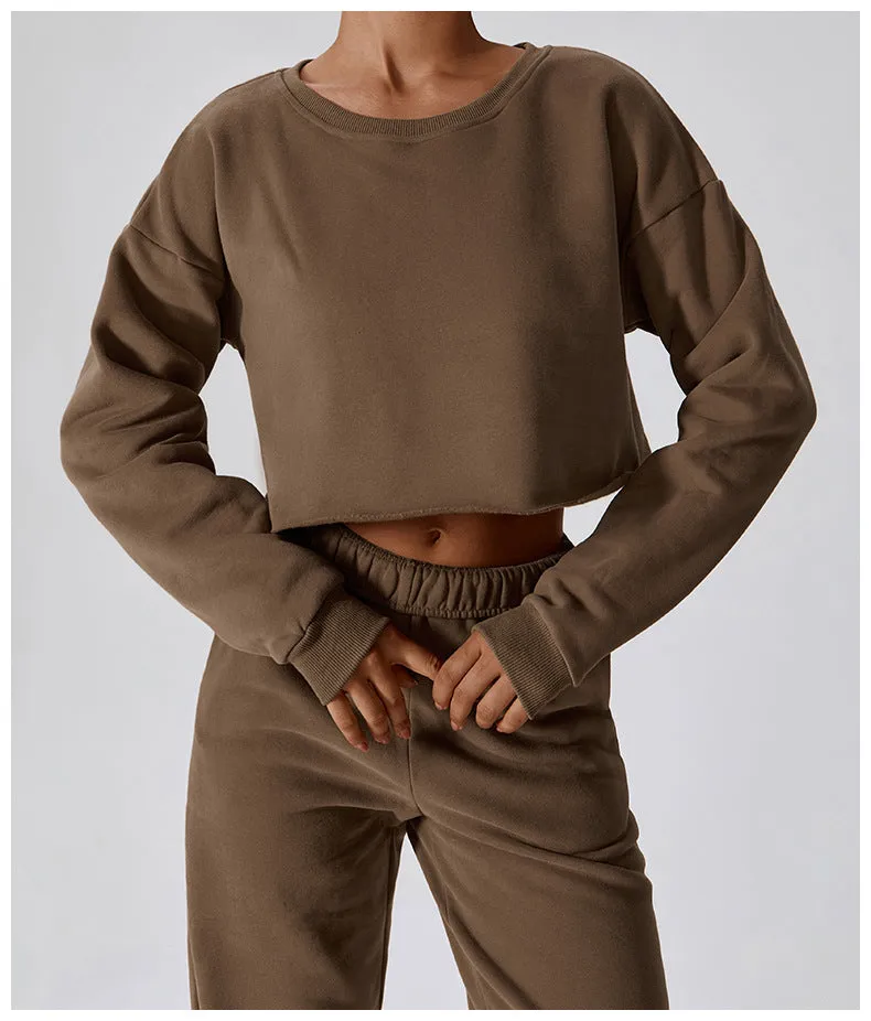 Cashmere Plush Waffle Cropped Long Sleeve