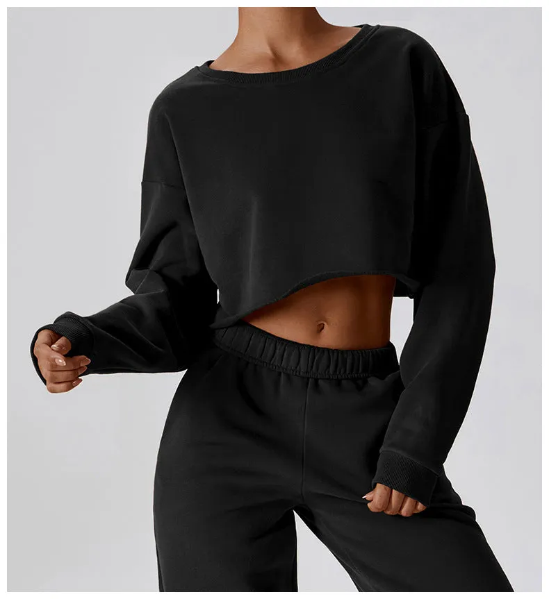 Cashmere Plush Waffle Cropped Long Sleeve