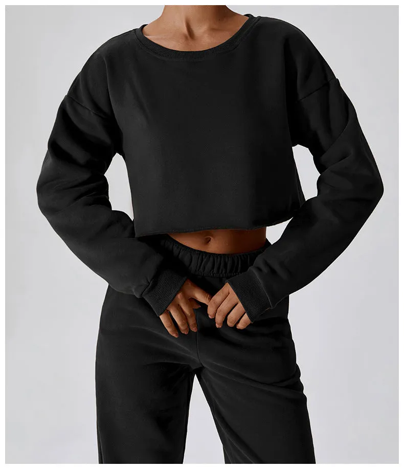 Cashmere Plush Waffle Cropped Long Sleeve