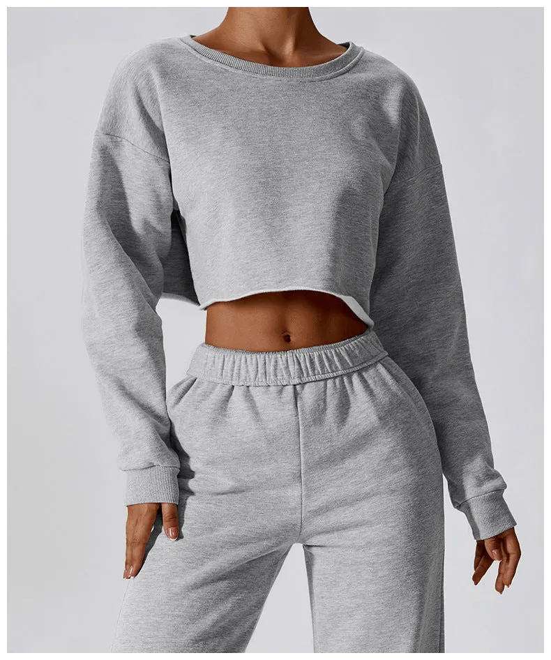 Cashmere Plush Waffle Cropped Long Sleeve