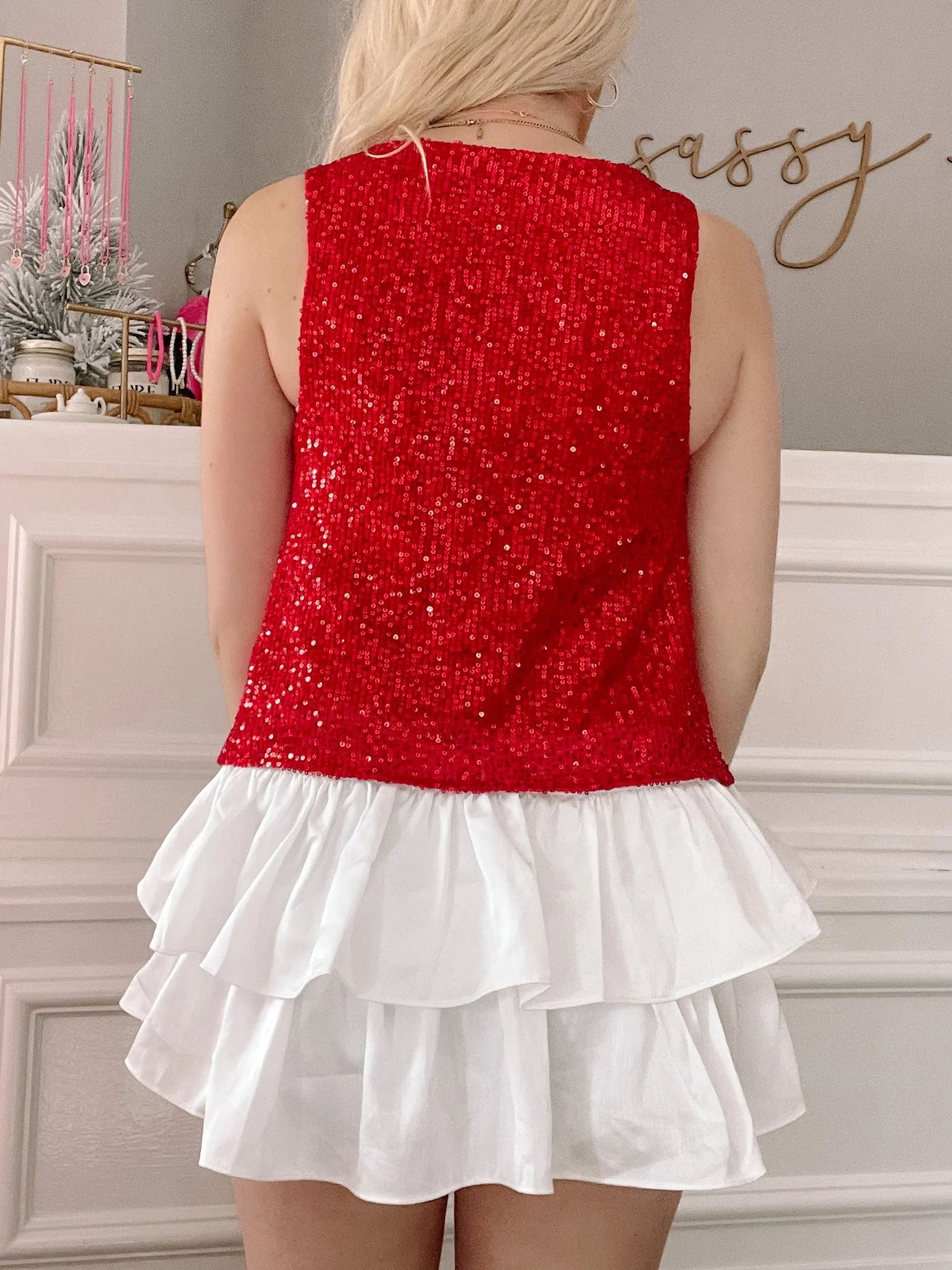 Celine Sequin Top | Red