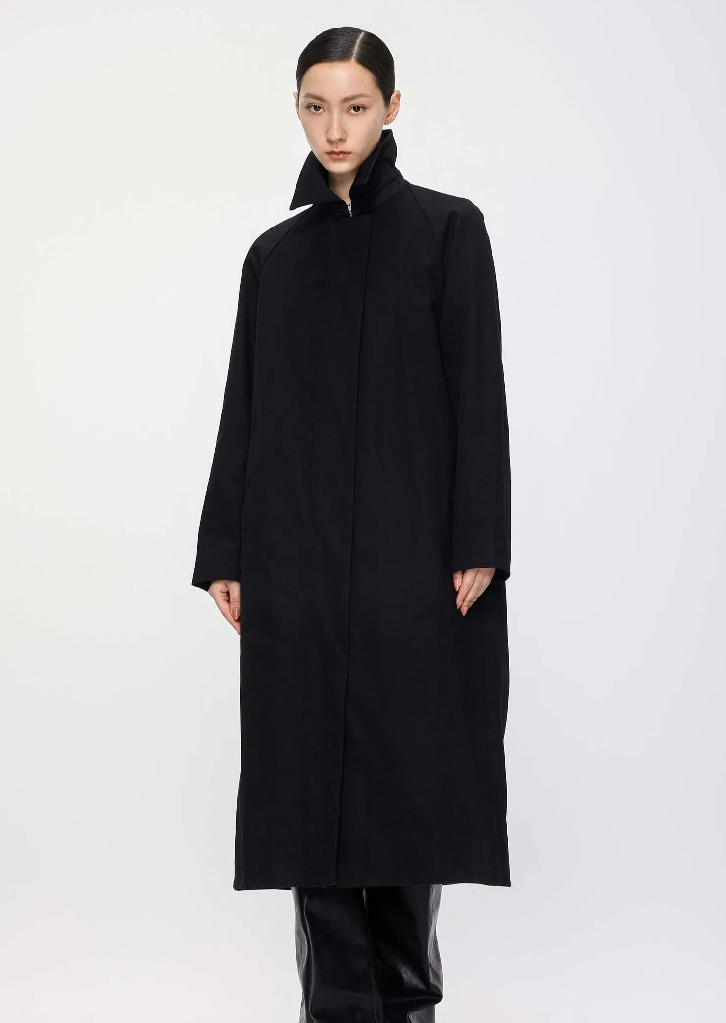 Coat / JNBY Loose Fit Turndown Collar H-Line Long Trench Coat