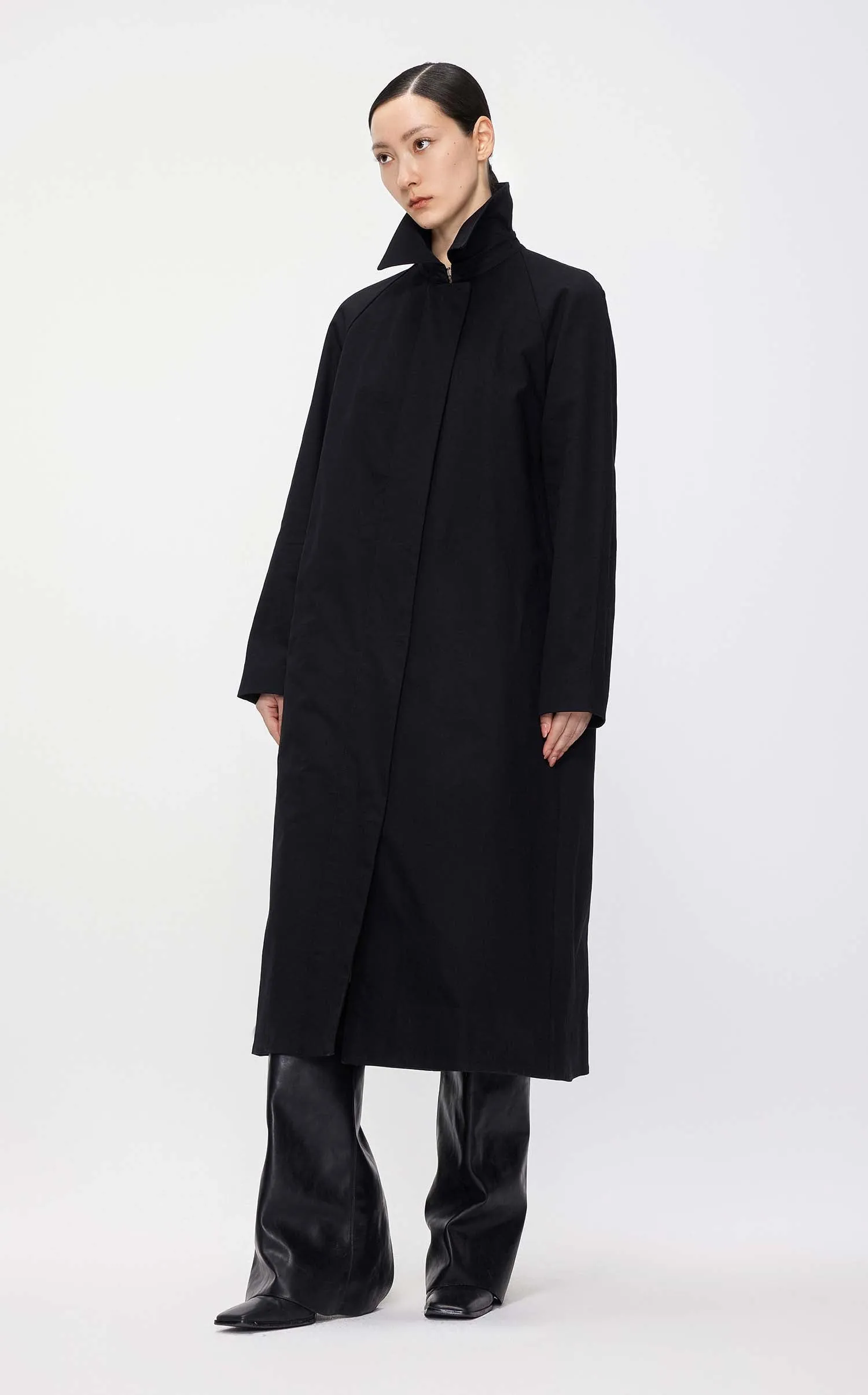 Coat / JNBY Loose Fit Turndown Collar H-Line Long Trench Coat