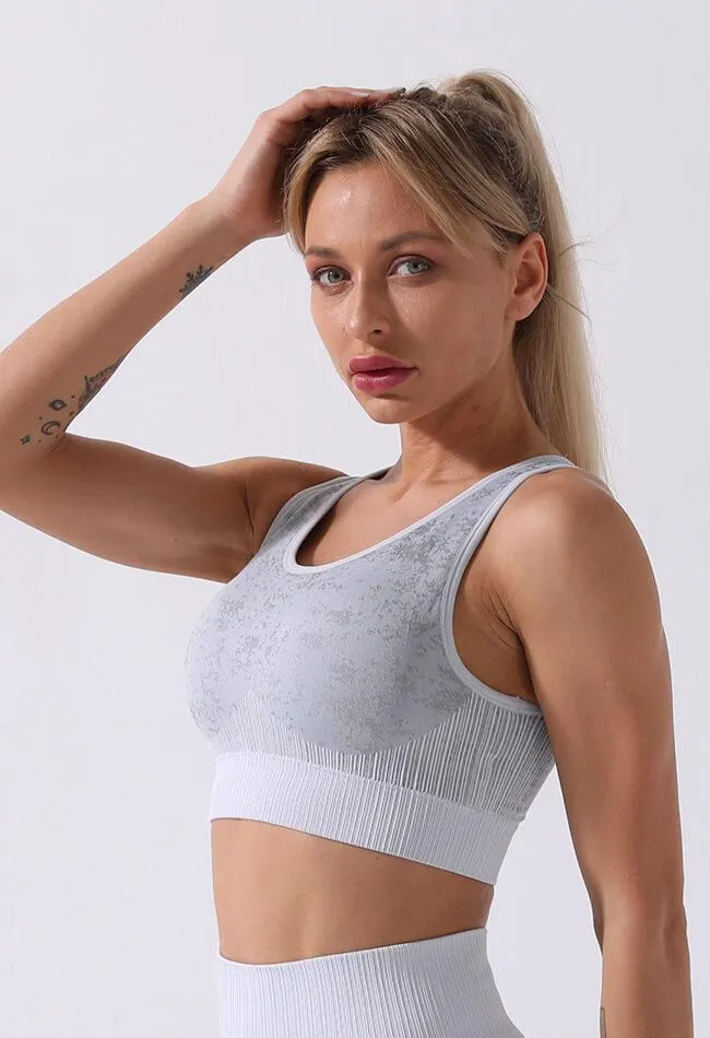 Cut-Out Printed Seamless Sports Bra - Hera