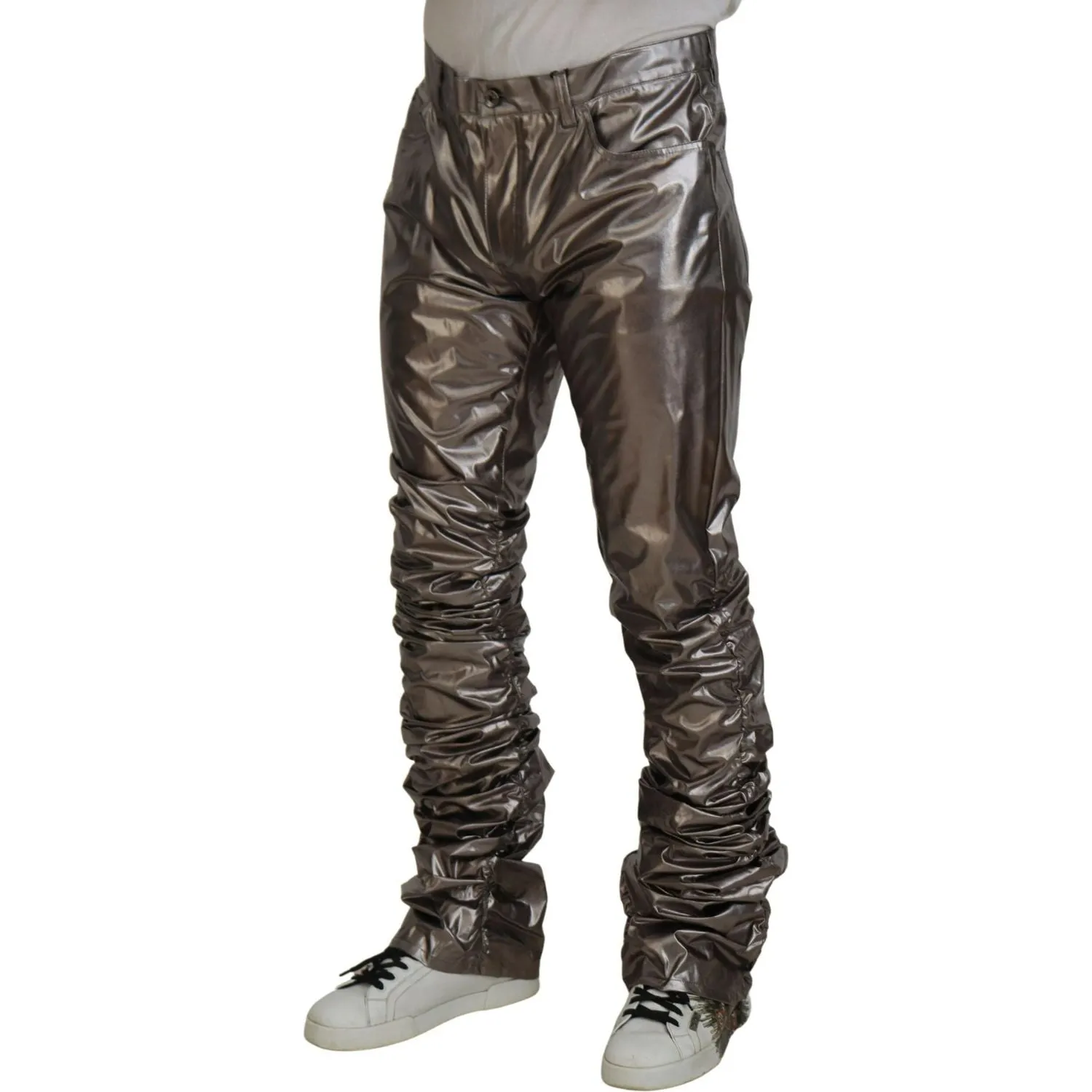 Dolce & Gabbana Metallic Silver Casual Pants