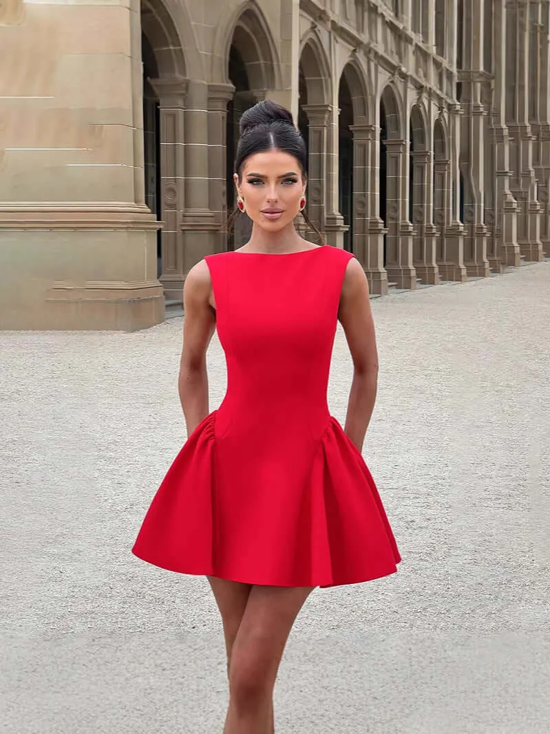 elegant simple tight waist backless dress