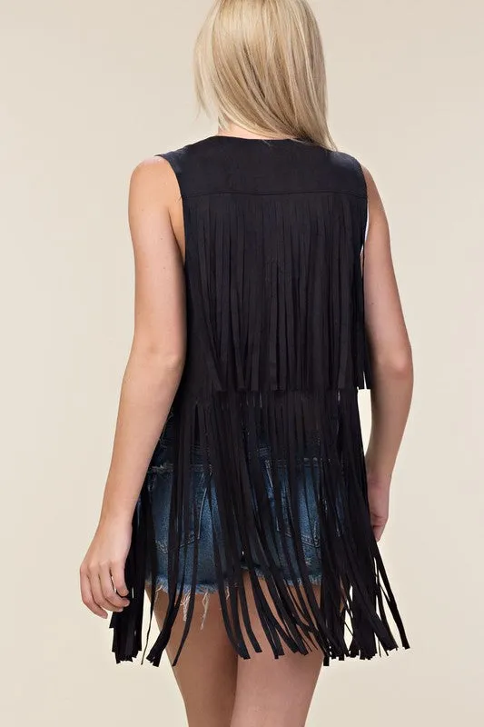 Fringe Forever Vest in Black