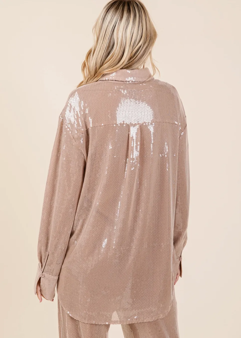 GG Sequin Oversized Button up Blouse