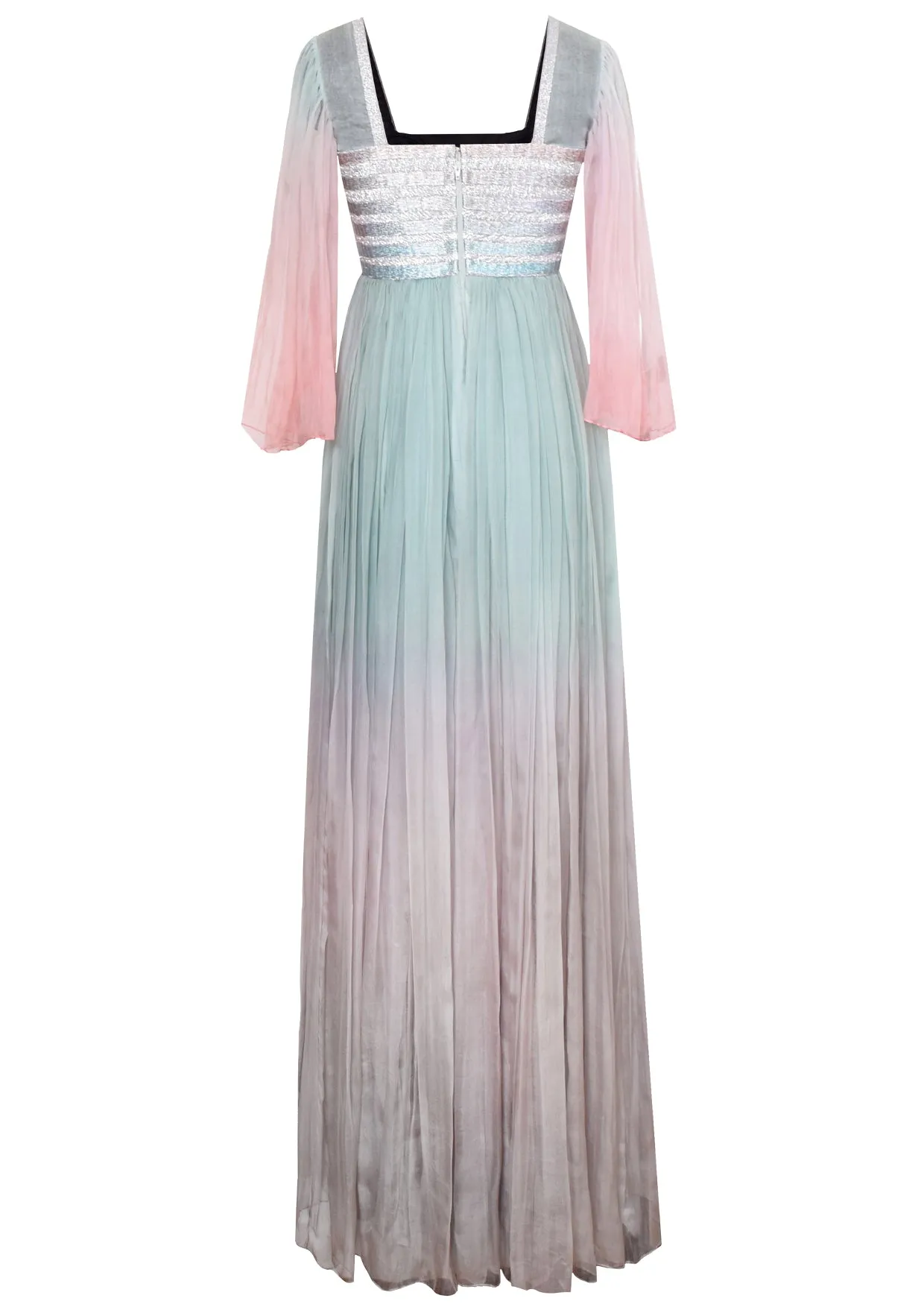 Half-Sleeve Silk Organza Maxi Dress