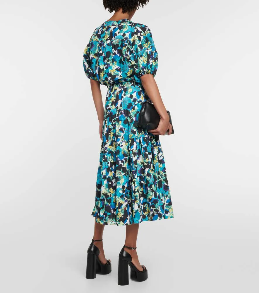 High-waisted midi skirt in cotton blend with DIANE VON FURSTENBERG print colorful