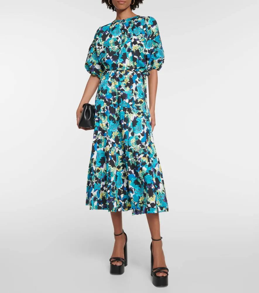 High-waisted midi skirt in cotton blend with DIANE VON FURSTENBERG print colorful