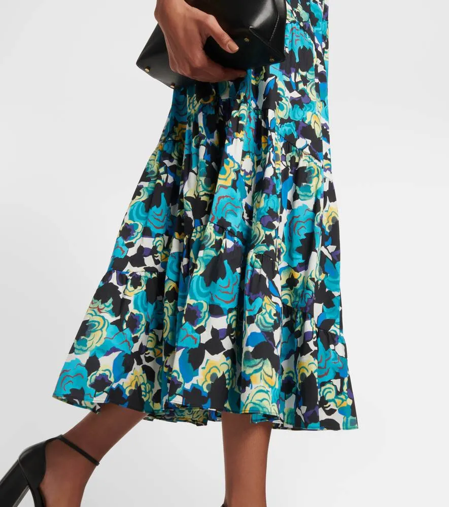 High-waisted midi skirt in cotton blend with DIANE VON FURSTENBERG print colorful