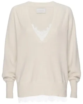 Ivory Lace Layered Vee Pullover