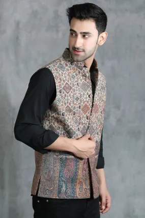 Kashmiri Nehru Jacket With Paisley Design | Made To Order