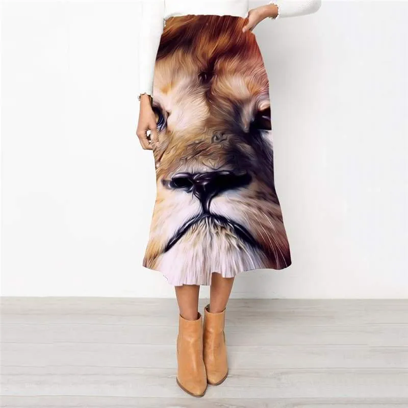 Lion Skirt Women Animal High waist skirts Anime School skirt Colorful Rock Frauen Nebula Skirt Ladies