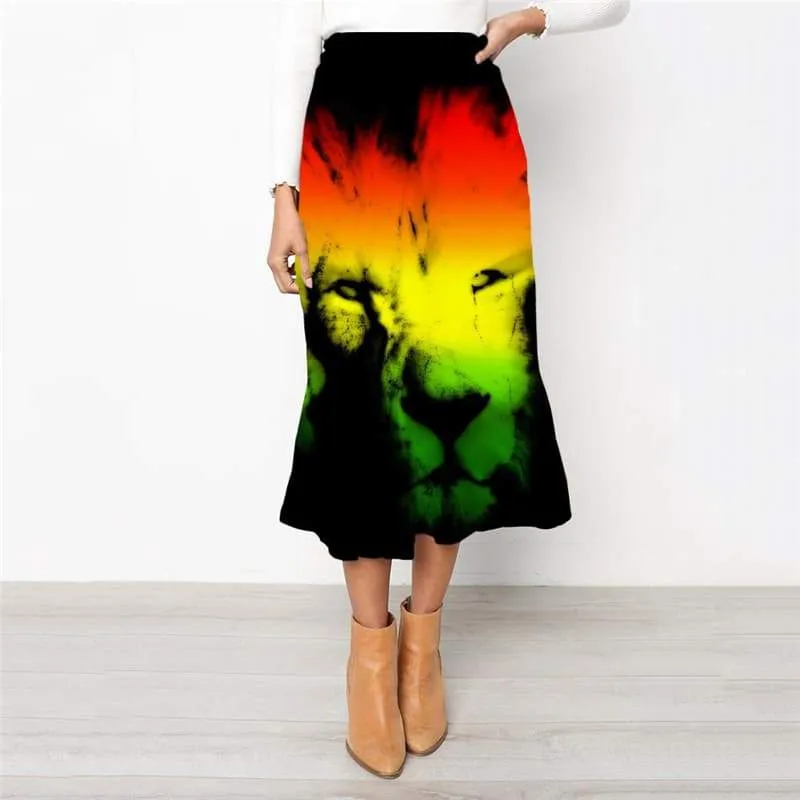 Lion Skirts Women Animal Skirt Ladies Anime Rock Frauen Harajuku High waist skirts Colorful School skirt