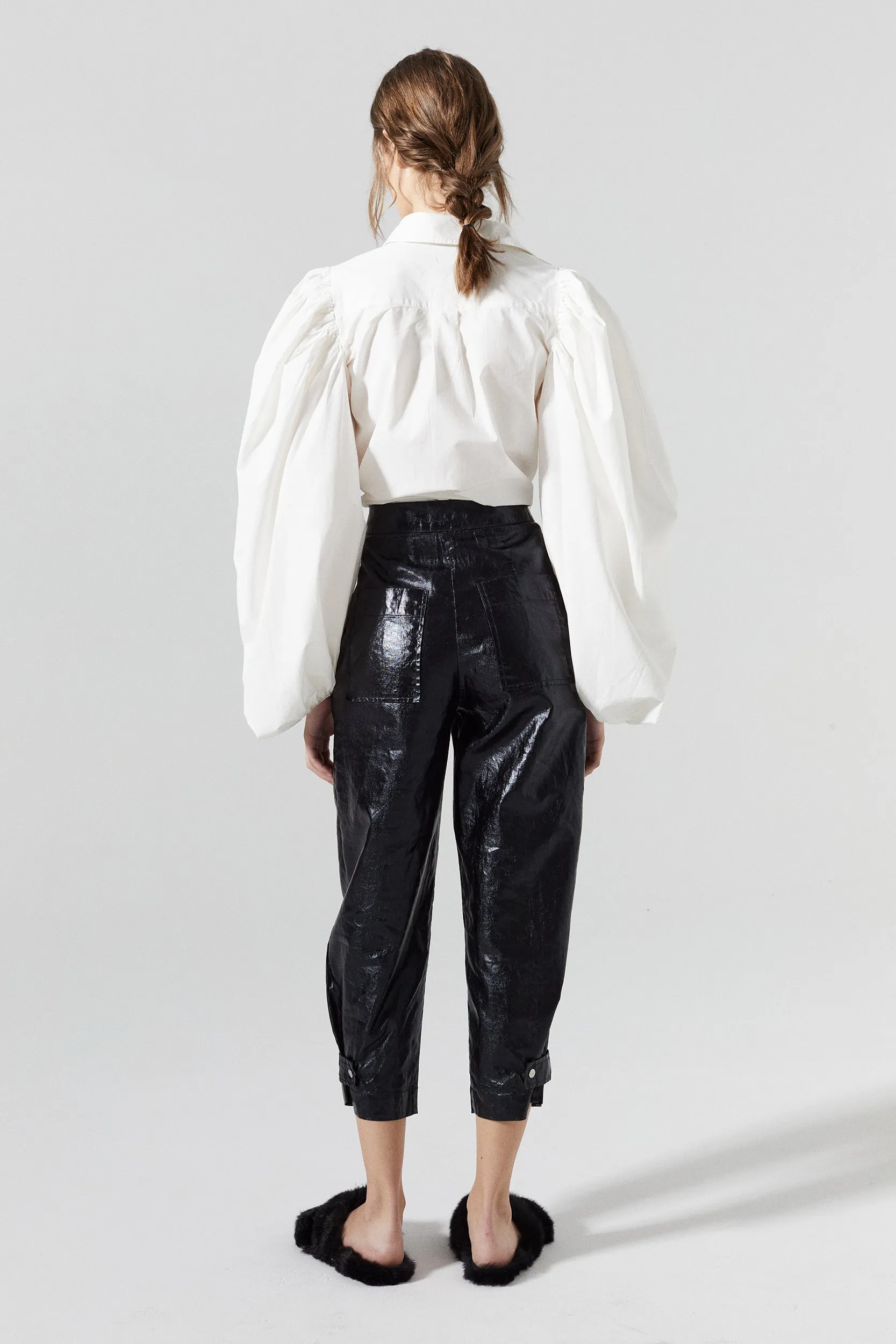 Mercer Metallic Linen Pants - Black