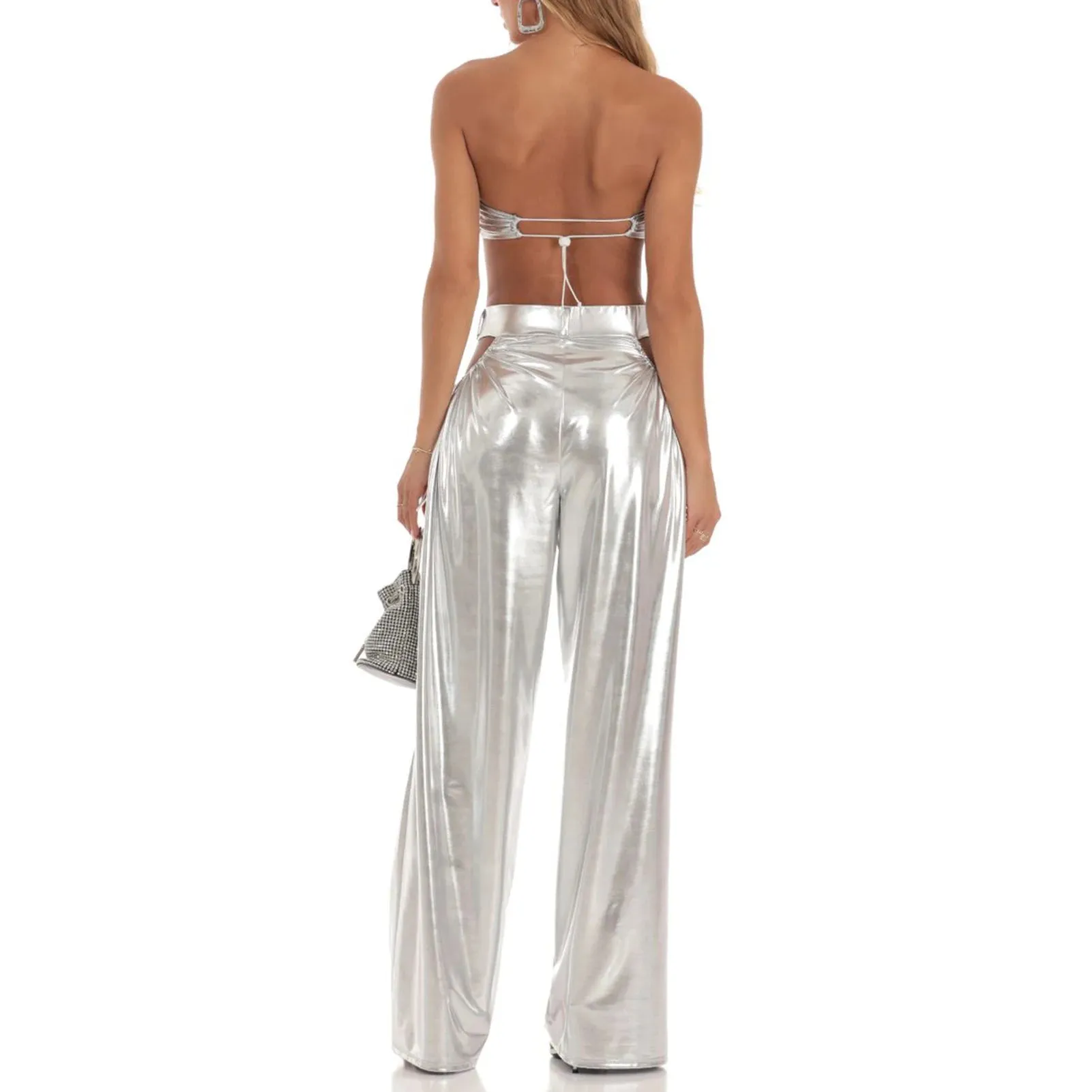 Metallic Drawstring Pant Set