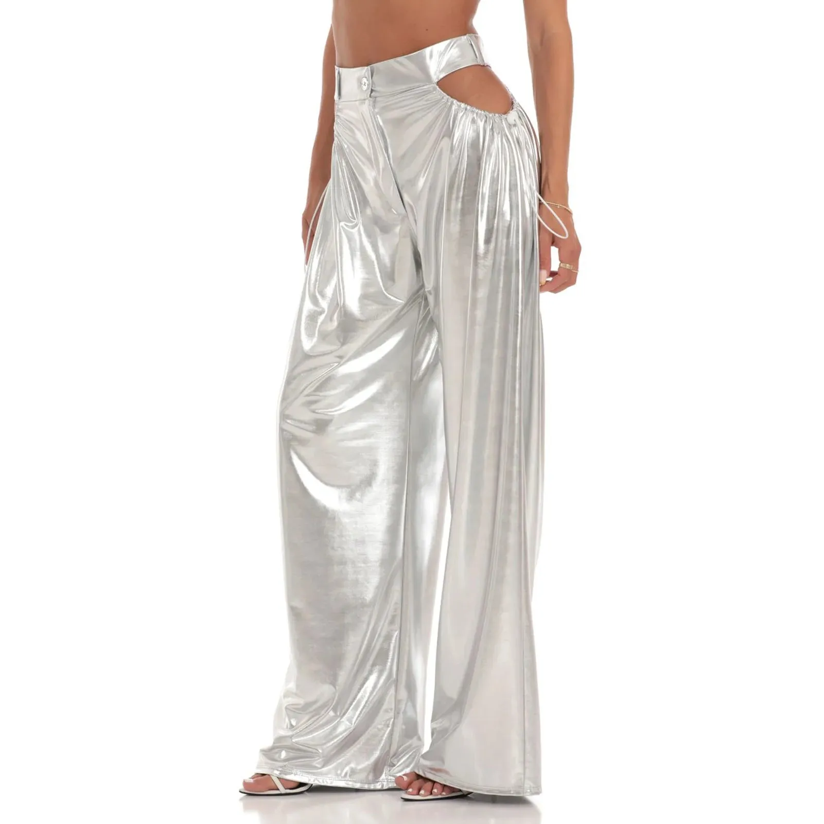 Metallic Drawstring Pant Set