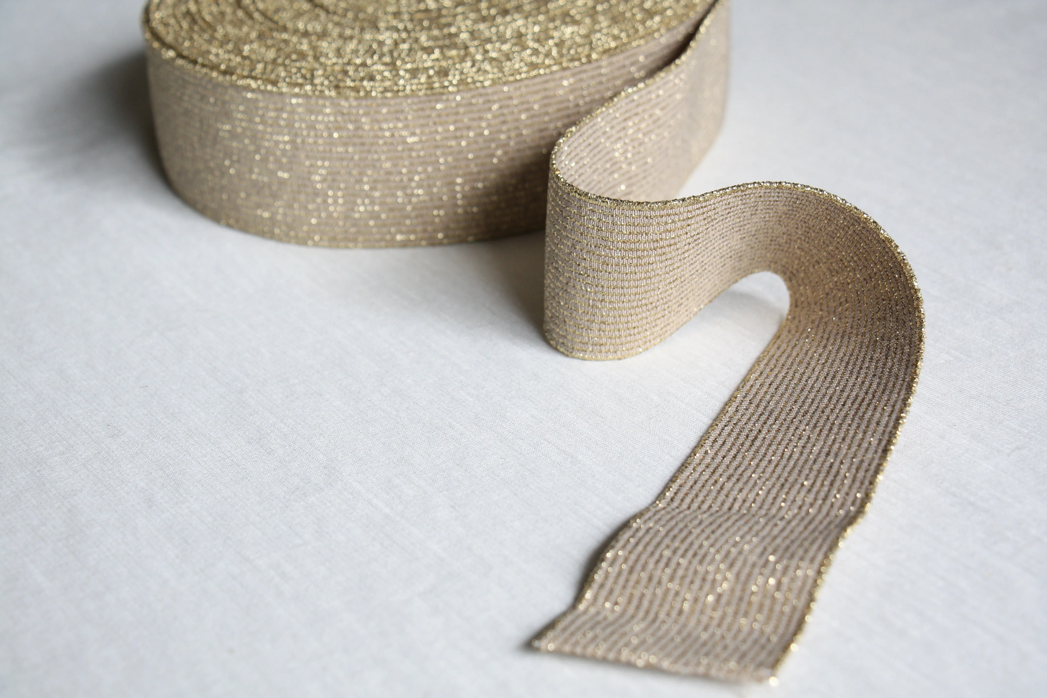 Metallic Fancy Elastic (50mm/ 2") - Brilliant Gold