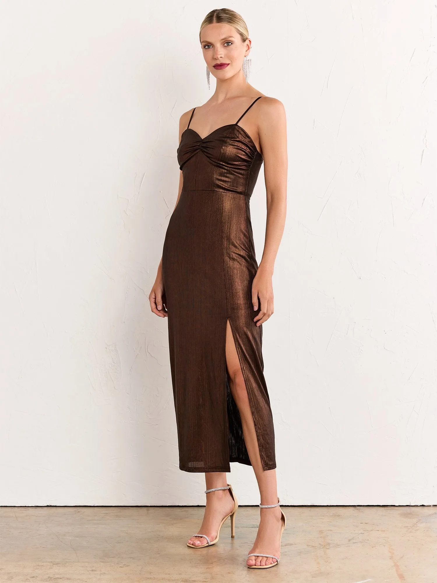 Metallic Sleeveless Midi Dress - Fore Collection