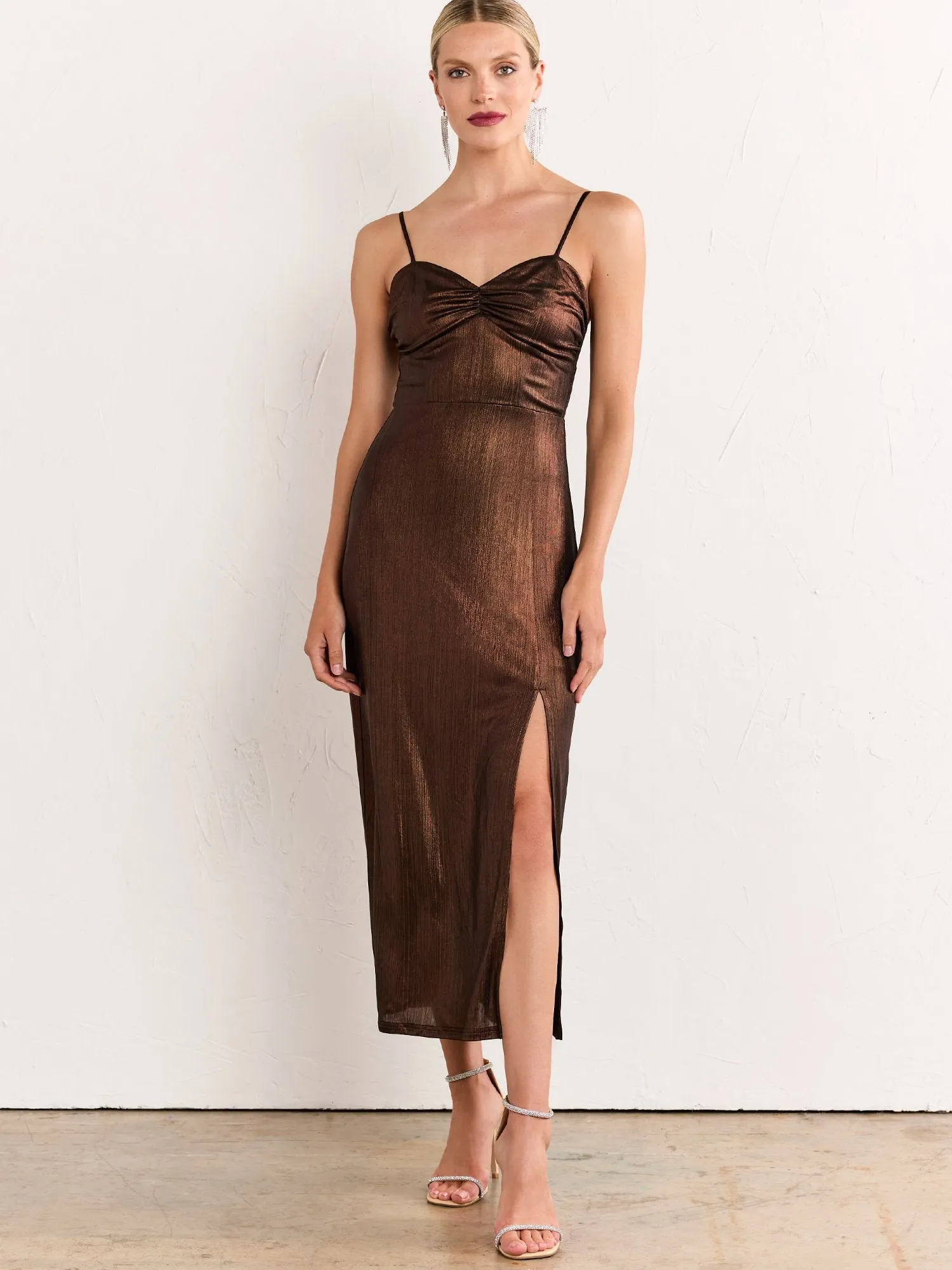 Metallic Sleeveless Midi Dress - Fore Collection