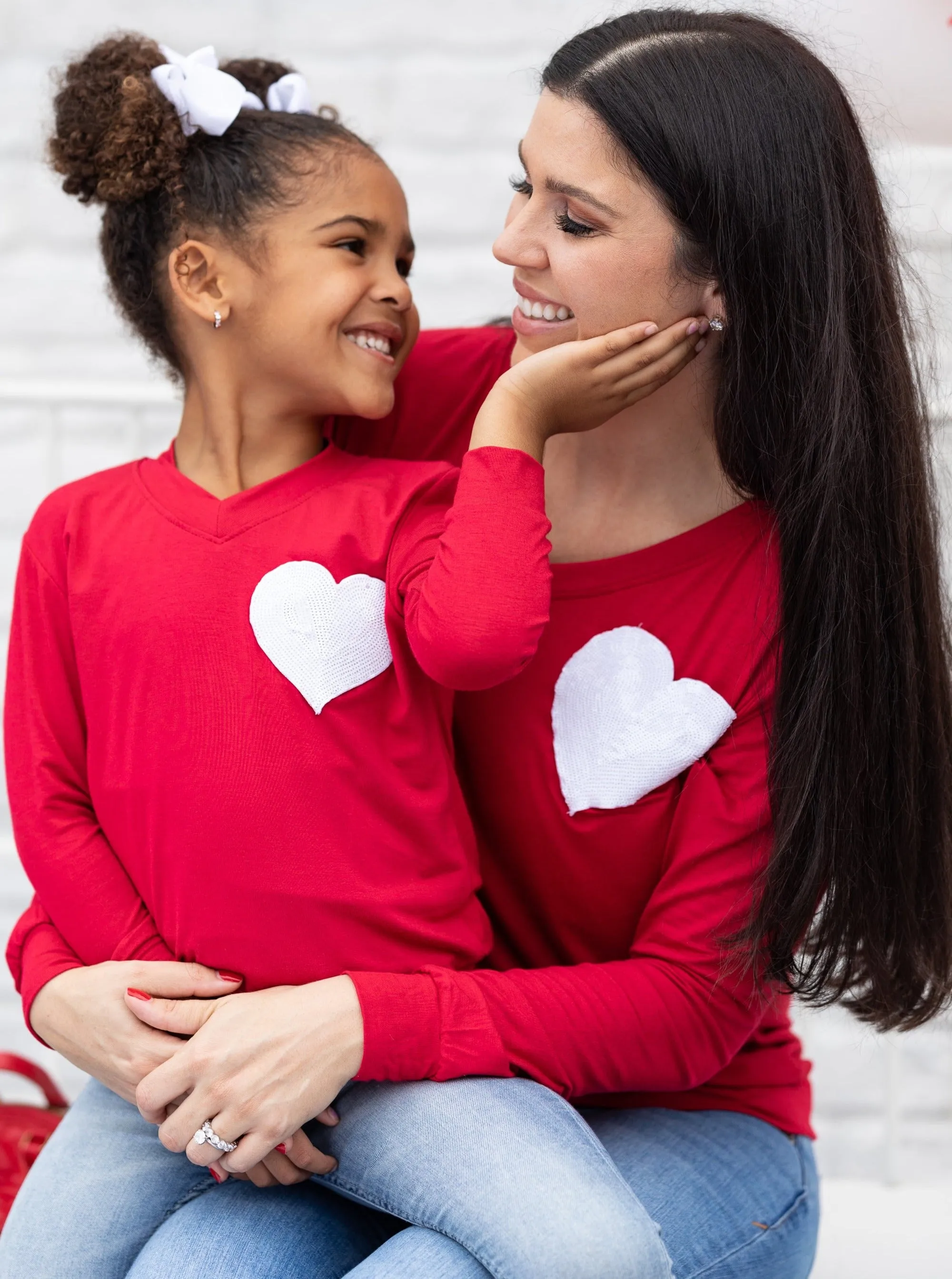 Mommy and Me Glitter Heart Red Top